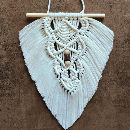 Obrazek Makrama Liść z koralami