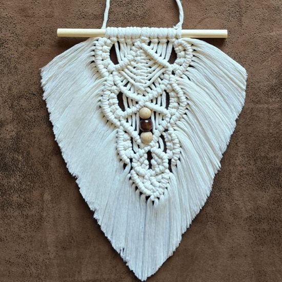 Obrazek Makrama Liść z koralami